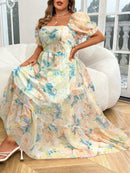 Vestido Feminino Longo Manga Bufante - Giovanna. Plus Size