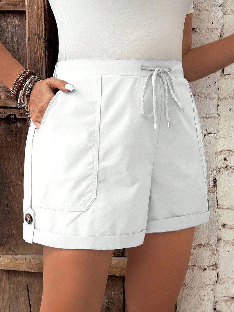 Short Feminino de Cintura com Cordão e Bolsos - Anastasia. Plus Size