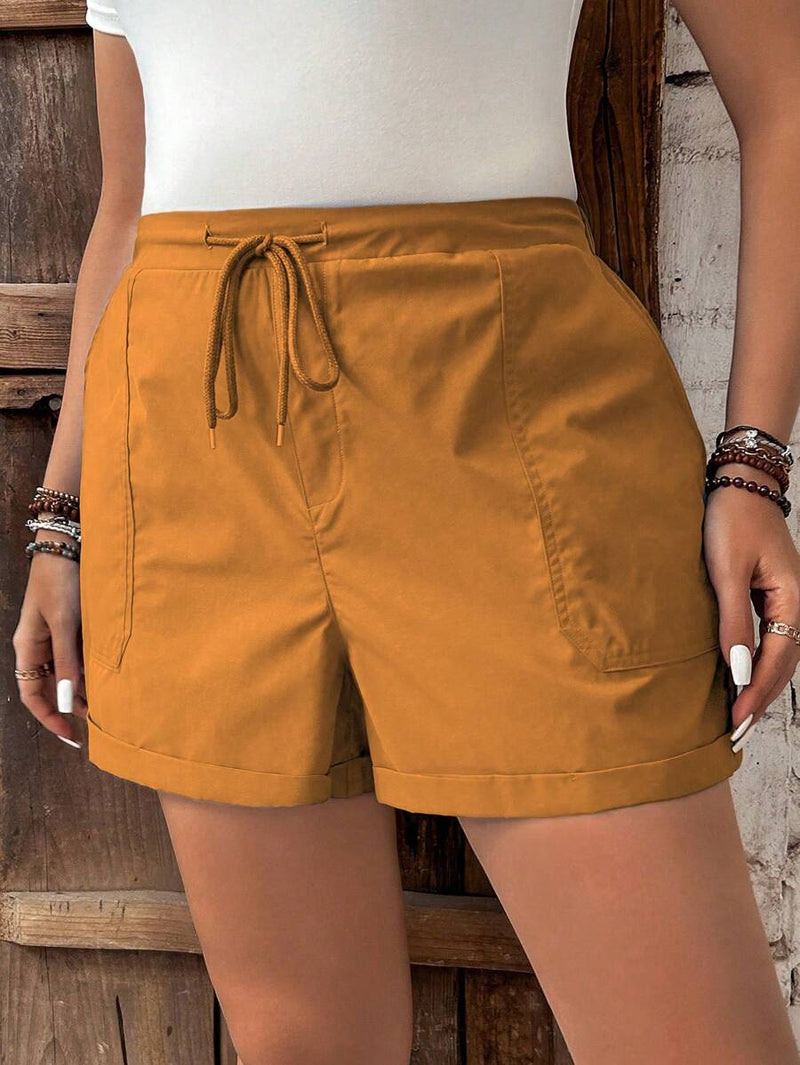 Short Feminino de Cintura com Cordão e Bolsos - Anastasia. Plus Size