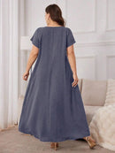 Túnica feminina com Bordado de manga curta - Rania. Plus Size