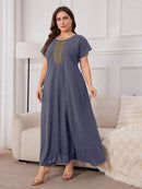 Túnica feminina com Bordado de manga curta - Rania. Plus Size