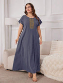 Túnica feminina com Bordado de manga curta - Rania. Plus Size