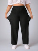 Calça Jeans Feminina Cintura Alta Casual - Reina. Plus Size