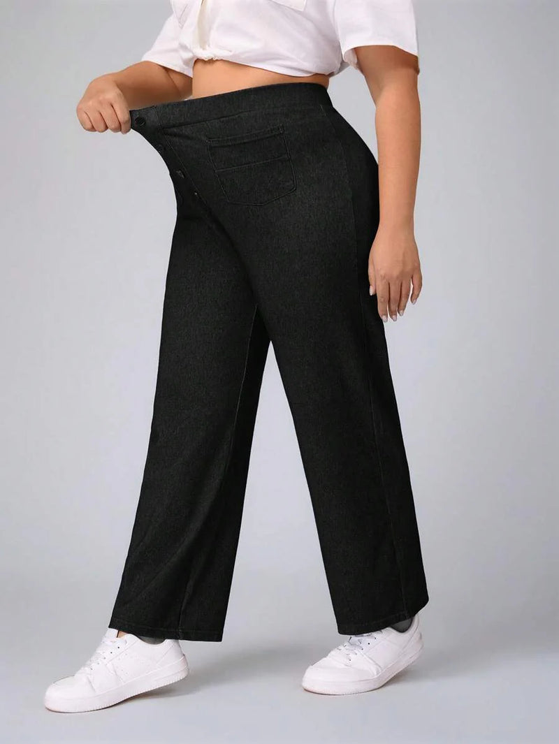Calça Jeans Feminina Cintura Alta Casual - Reina. Plus Size