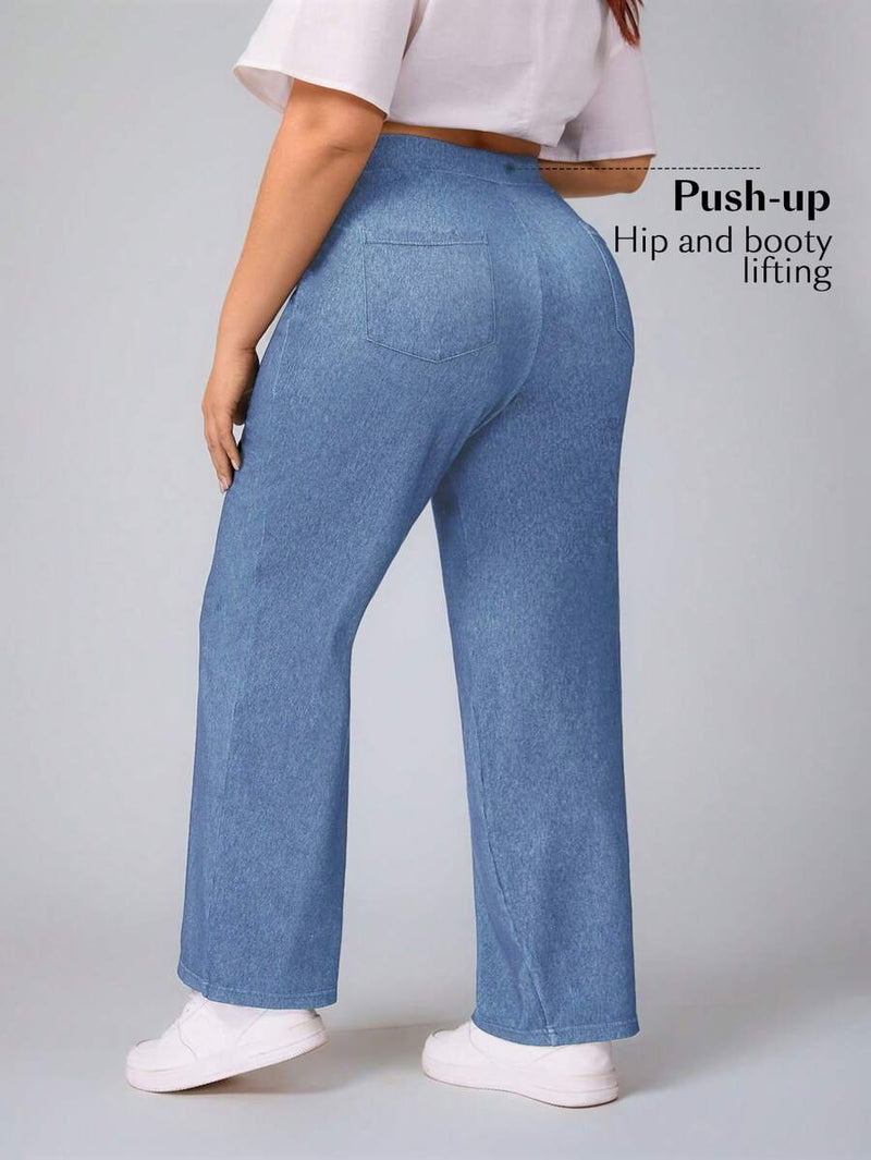 Calça Jeans Feminina Cintura Alta Casual - Reina. Plus Size