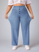 Calça Jeans Feminina Cintura Alta Casual - Reina. Plus Size