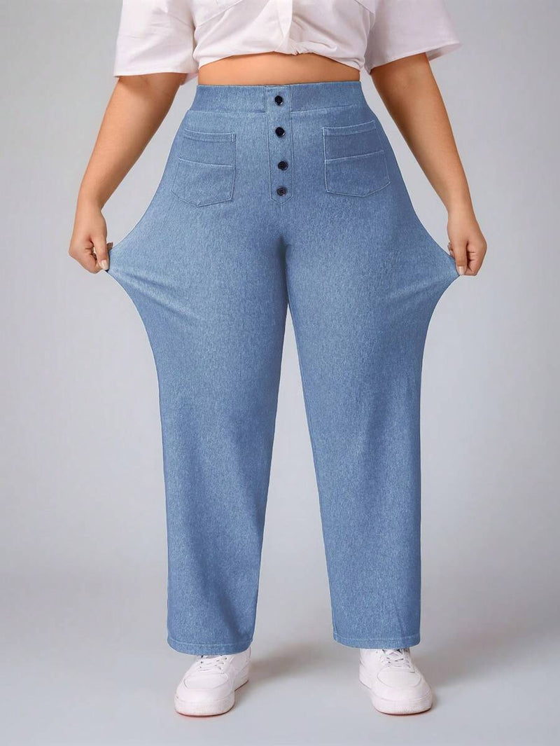 Calça Jeans Feminina Cintura Alta Casual - Reina. Plus Size