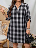Vestido-Camisa Feminino Solto Reto com Mangas Dobráveis - Cecília. Plus Size