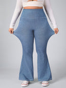 Calça Feminina Jeans Elástica Slim de Perna Larga - Esther. Plus Size