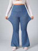 Calça Feminina Jeans Elástica Slim de Perna Larga - Esther. Plus Size