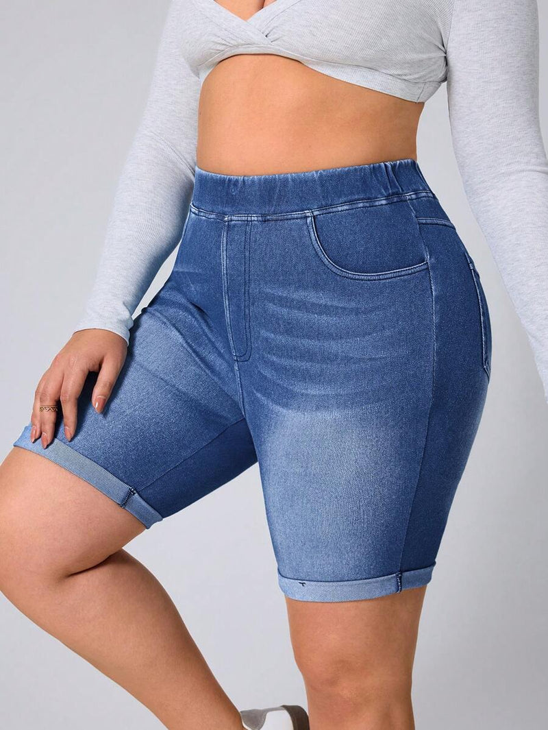 Shorts Jeans Feminino Casual - Divina. Plus Size