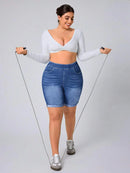 Shorts Jeans Feminino Casual - Divina. Plus Size