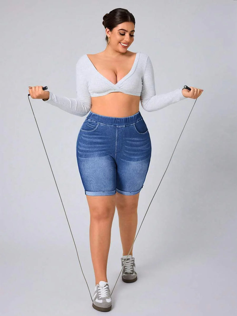 Shorts Jeans Feminino Casual - Divina. Plus Size