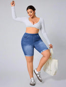 Shorts Jeans Feminino Casual - Divina. Plus Size