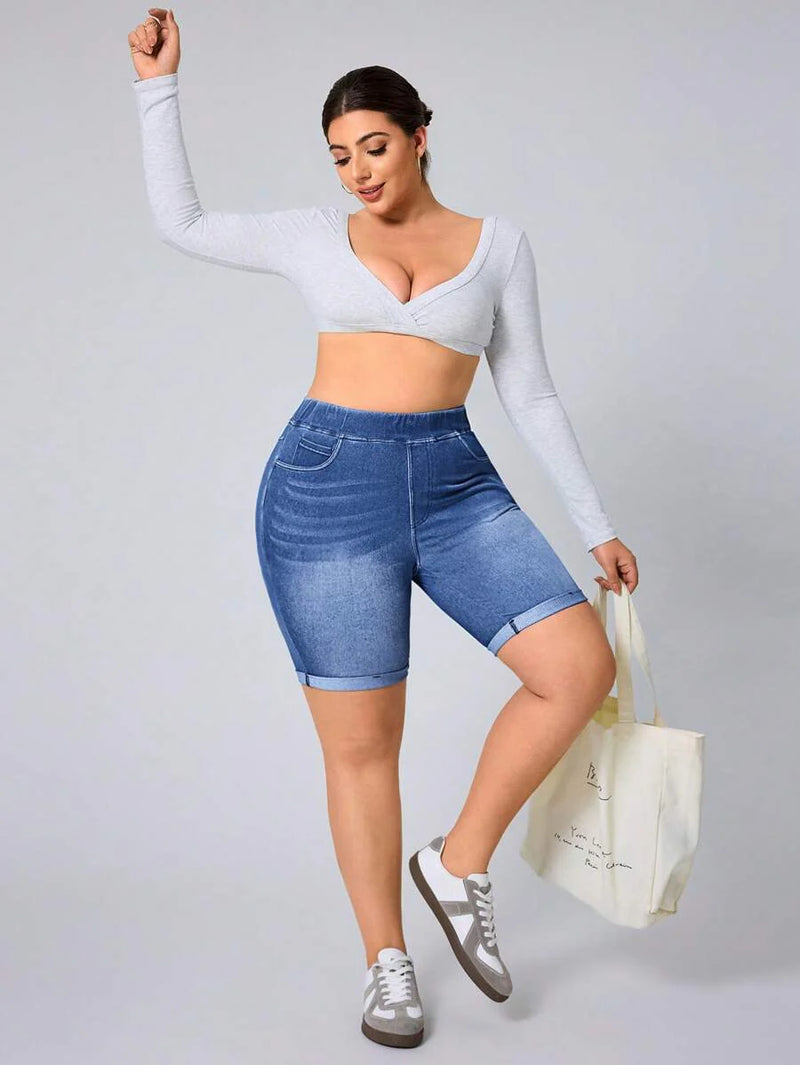 Shorts Jeans Feminino Casual - Divina. Plus Size
