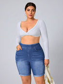 Shorts Jeans Feminino Casual - Divina. Plus Size