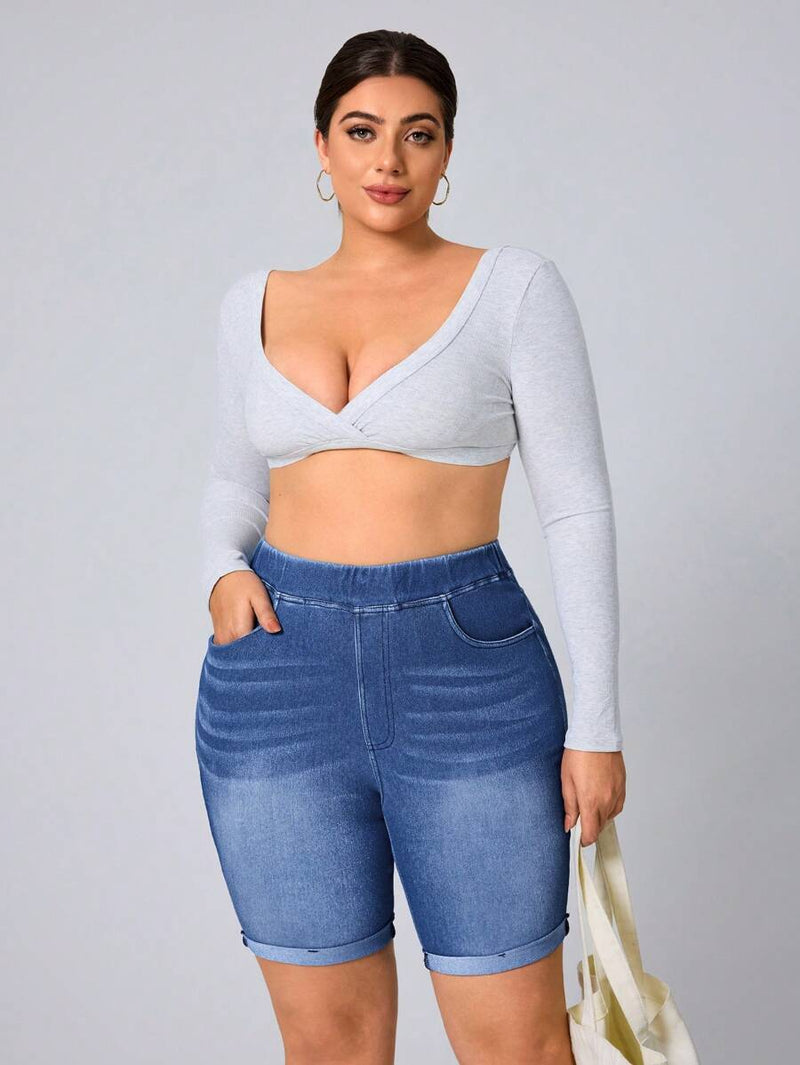 Shorts Jeans Feminino Casual - Divina. Plus Size