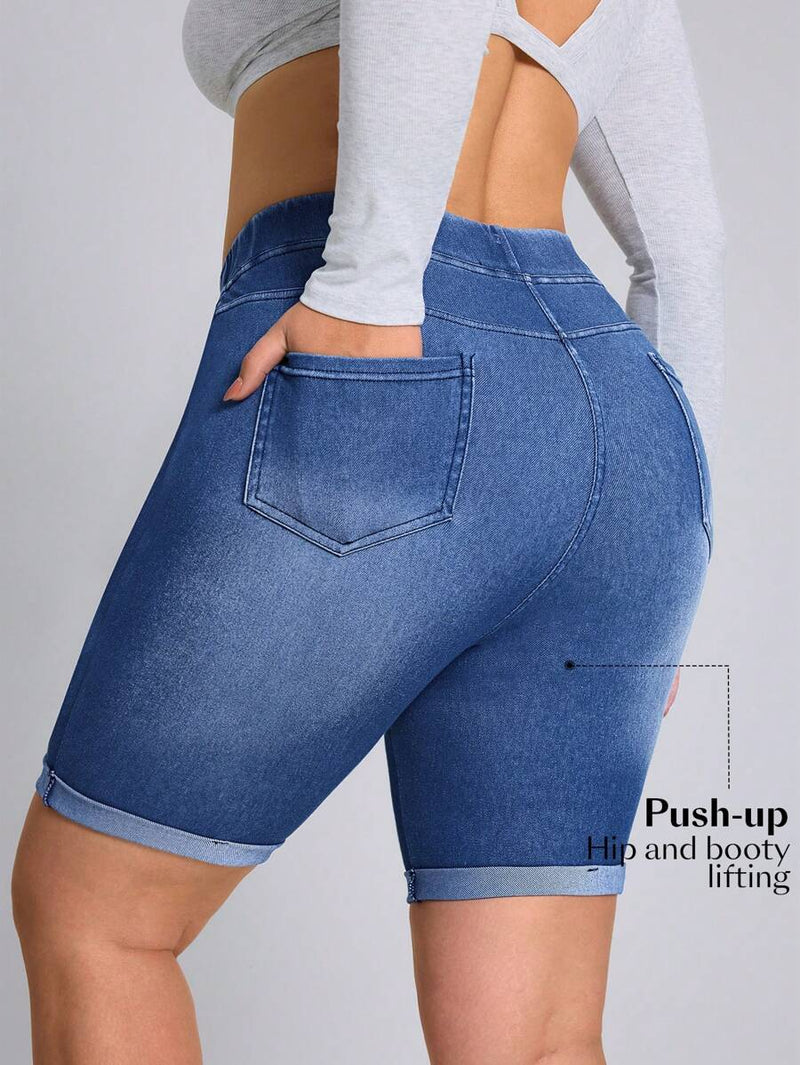 Shorts Jeans Feminino Casual - Divina. Plus Size