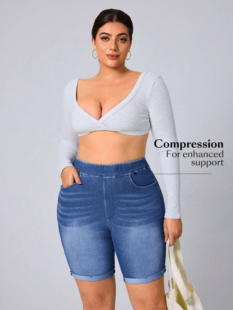 Shorts Jeans Feminino Casual - Divina. Plus Size