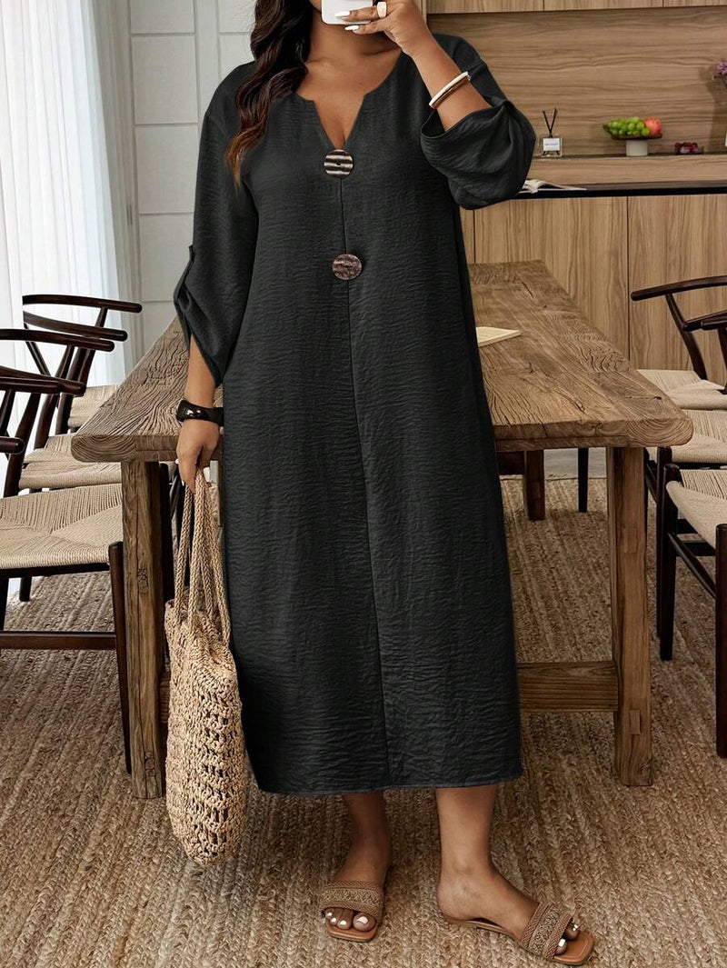 Túnica Casual Feminina com Decote Entalhado - Amira. Plus Size