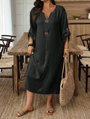 Túnica Casual Feminina com Decote Entalhado - Amira. Plus Size