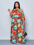 Conjunto Feminino com Decote Assimétrico e Estampa Completa - Monique. Plus Size