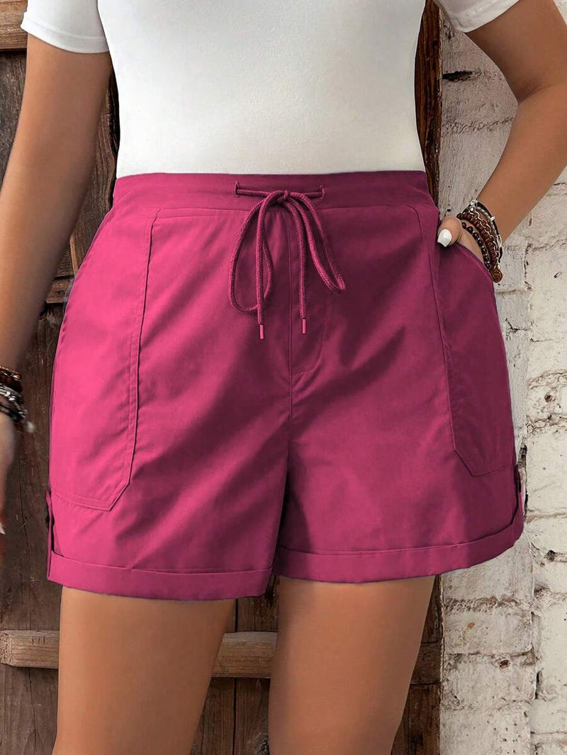 Short Feminino de Cintura com Cordão e Bolsos - Anastasia. Plus Size
