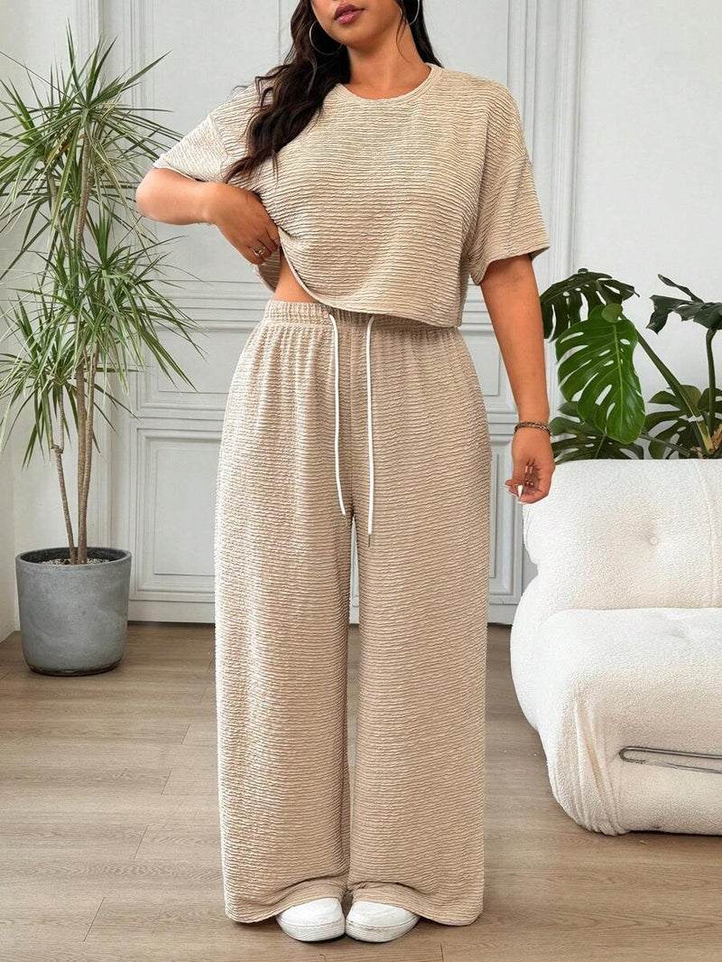 Conjunto Feminino de 2 peças Blusa e Calça - Celeste. Plus Size