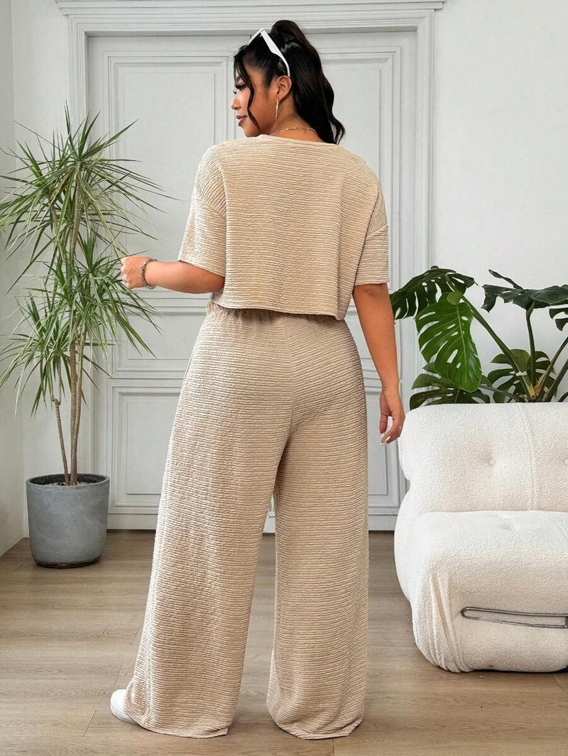 Conjunto Feminino de 2 peças Blusa e Calça - Celeste. Plus Size