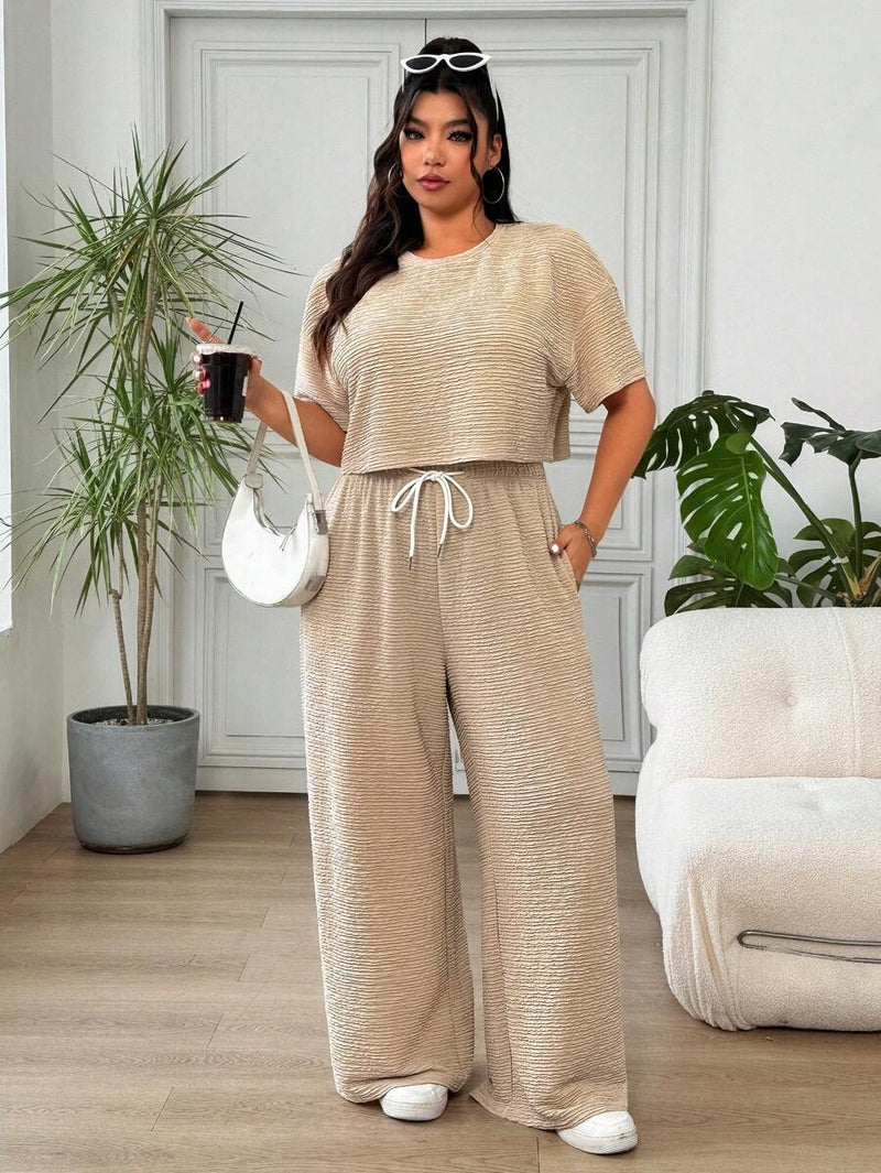 Conjunto Feminino de 2 peças Blusa e Calça - Celeste. Plus Size