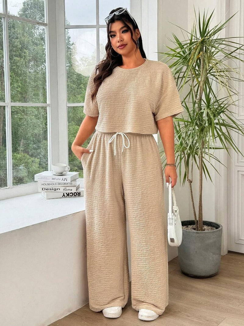 Conjunto Feminino de 2 peças Blusa e Calça - Celeste. Plus Size