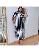 Vestido Feminino Longo Listrado - Jenny. Plus Size