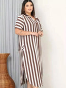 Vestido Feminino Longo Listrado - Jenny. Plus Size