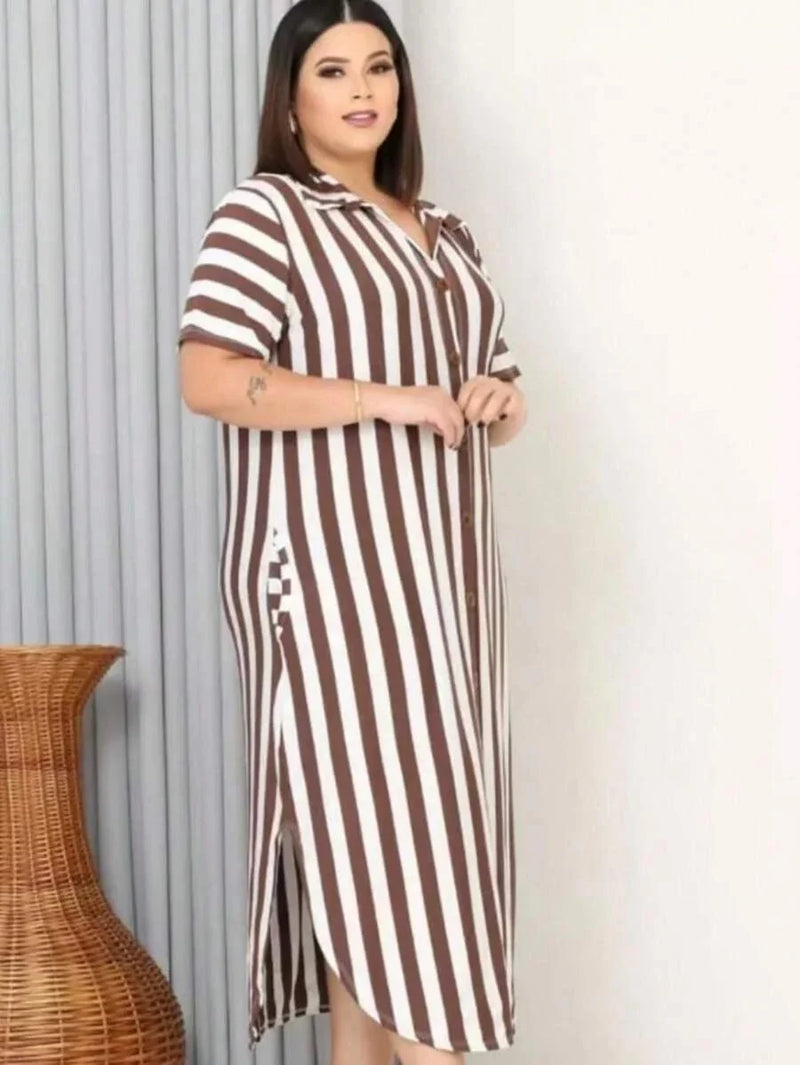 Vestido Feminino Longo Listrado - Jenny. Plus Size