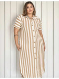 Vestido Feminino Longo Listrado - Jenny. Plus Size