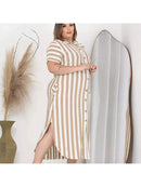 Vestido Feminino Longo Listrado - Jenny. Plus Size