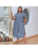 Vestido Feminino Longo Listrado - Jenny. Plus Size