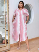 Vestido Feminino Longo Listrado - Jenny. Plus Size