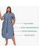 Vestido Feminino Longo Listrado - Jenny. Plus Size