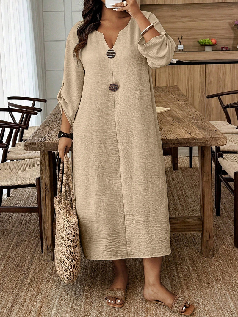 Túnica Casual Feminina com Decote Entalhado - Amira. Plus Size