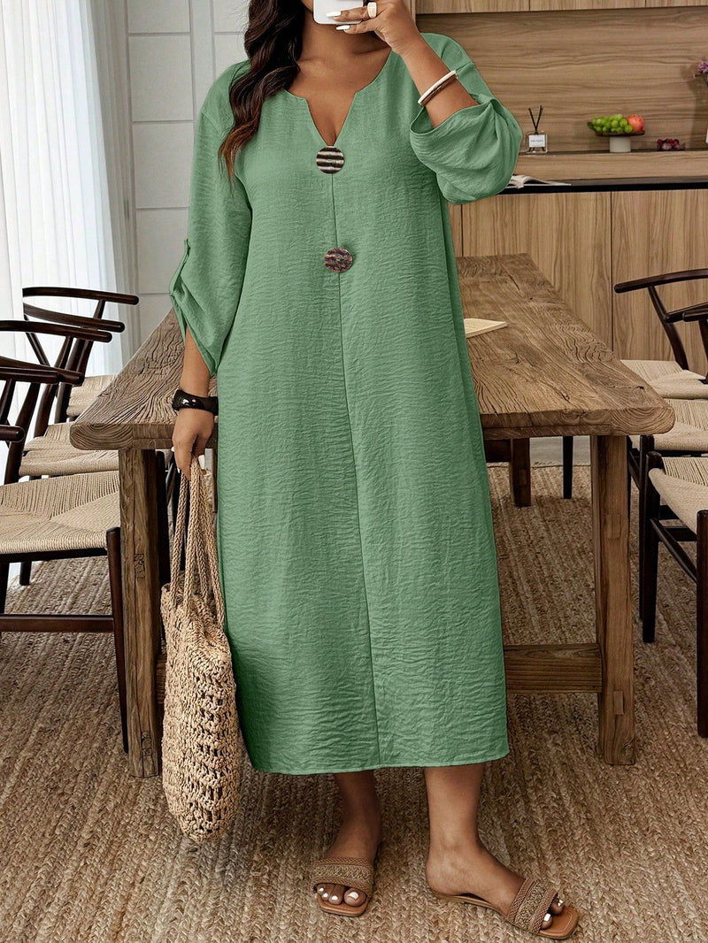 Túnica Casual Feminina com Decote Entalhado - Amira. Plus Size