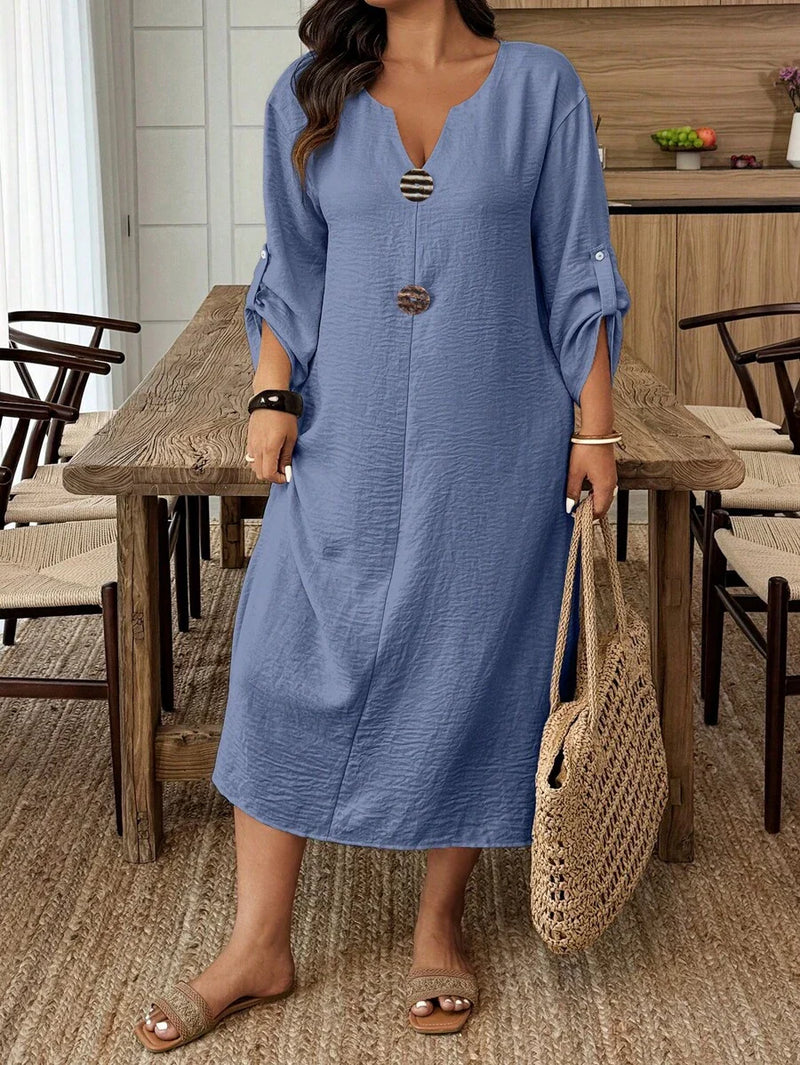 Túnica Casual Feminina com Decote Entalhado - Amira. Plus Size