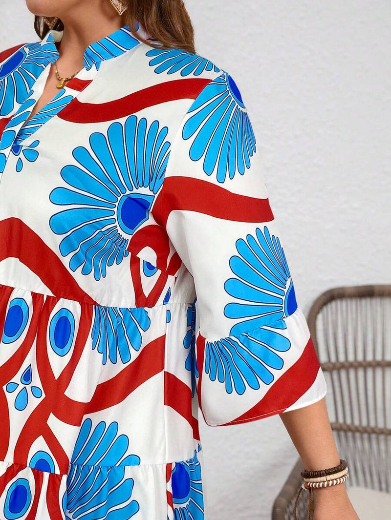 Vestido Feminino Longo de Manga Média - Mayra. Plus Size