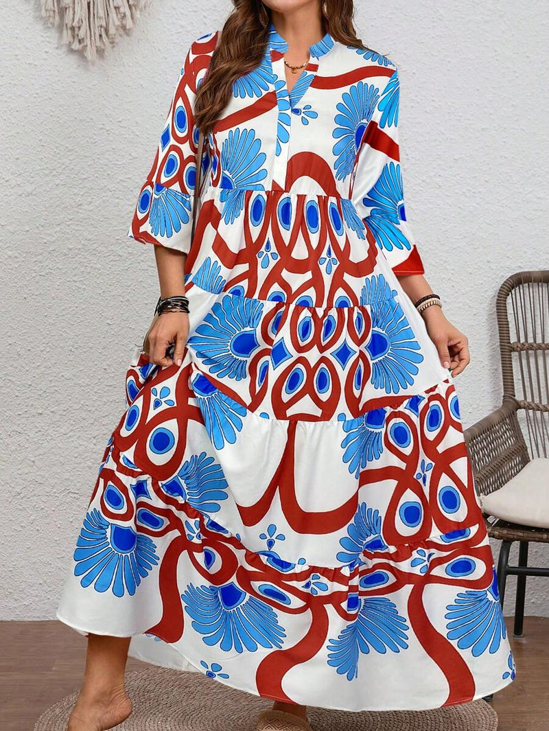 Vestido Feminino Longo de Manga Média - Mayra. Plus Size