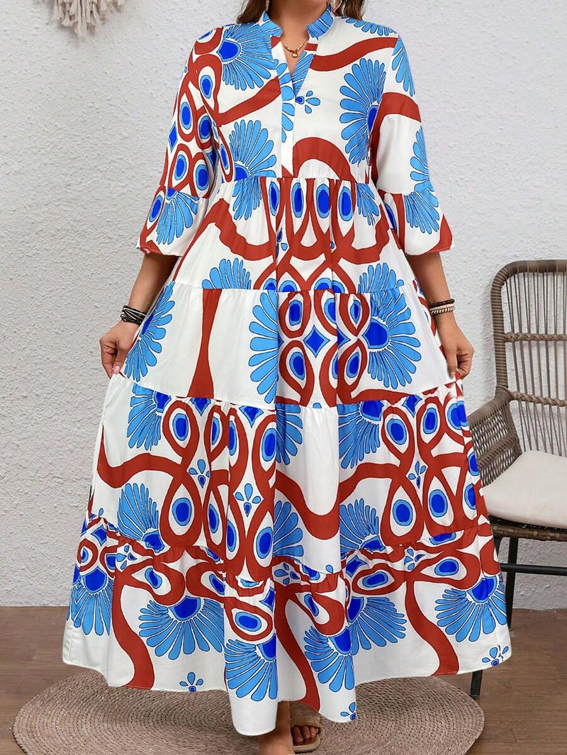 Vestido Feminino Longo de Manga Média - Mayra. Plus Size