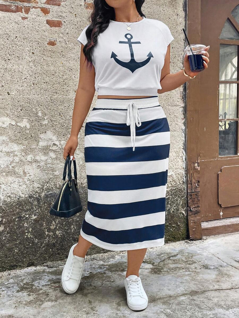 Conjunto Feminino de 2 peças de Saia e Top - Celina. Plus Size