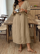 Túnica Casual Feminina com Decote Entalhado - Amira. Plus Size