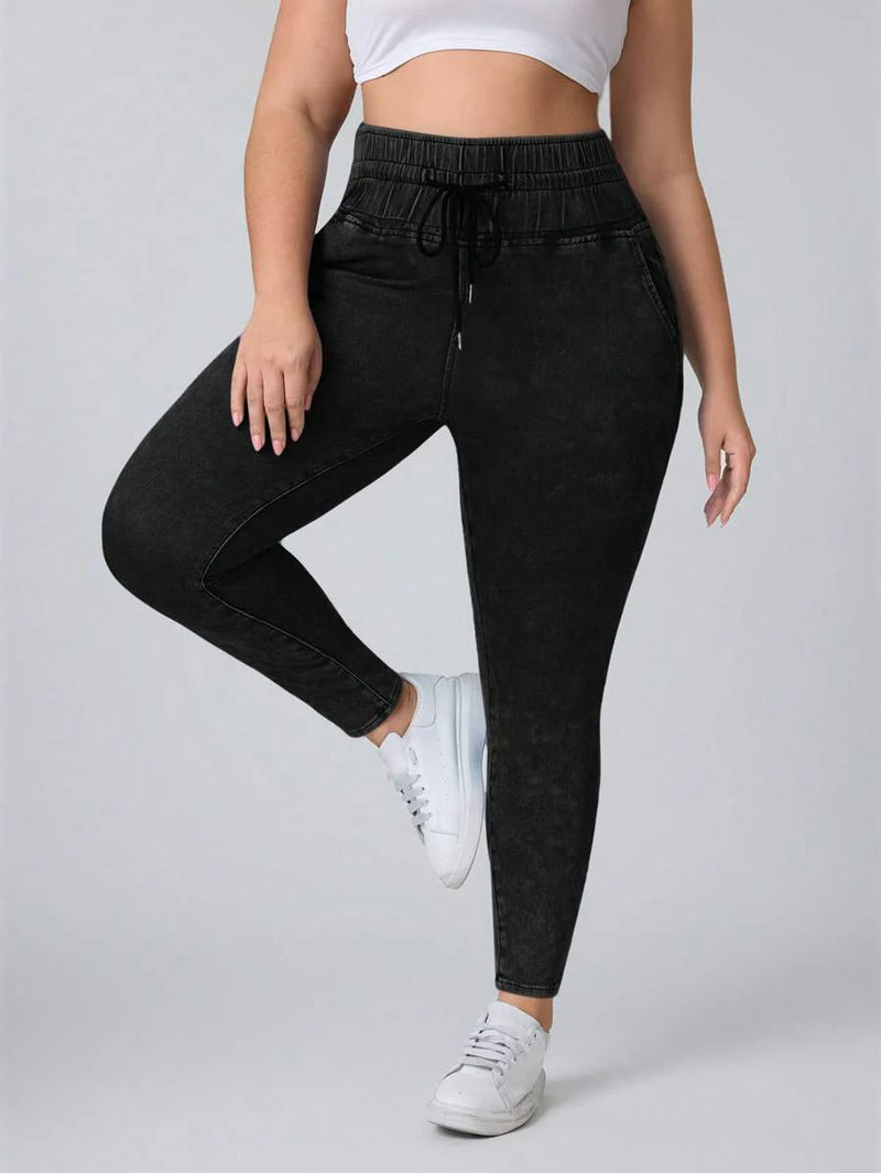 Calça Jeans Feminina simples com amarração na frente - Leidy. Plus Size