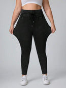 Calça Jeans Feminina simples com amarração na frente - Leidy. Plus Size