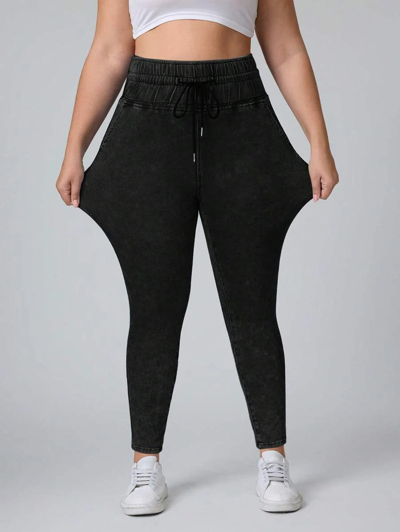 Calça Jeans Feminina simples com amarração na frente - Leidy. Plus Size